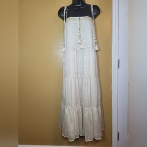 Storia Tiered Megallic Stars Sheer Fairy Fantasy Ethereal Maxi Dress sz S